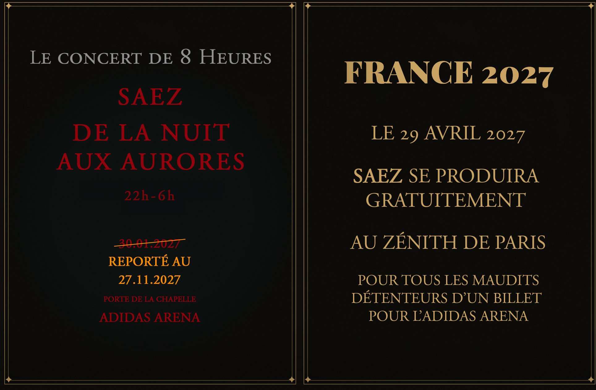Le concert de 8 heures — SAEZ — France 2027